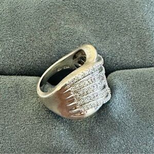 Sterling Silver Diamond Ring - Size 6 1/2 - 7